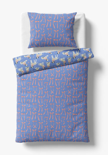 Personalized children's bedroom sets with original design - Dalmatians with blue and pink.